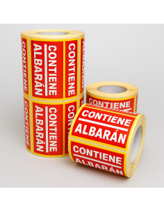 Etiqueta adhesiva 120 x 50 Imp. "CONTIENE ALBARAN"
